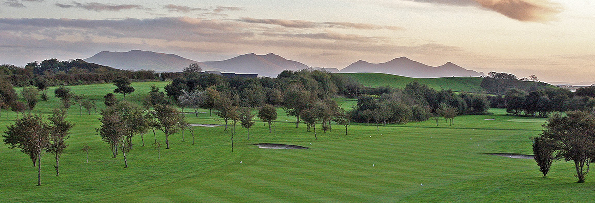 golf course at sunset